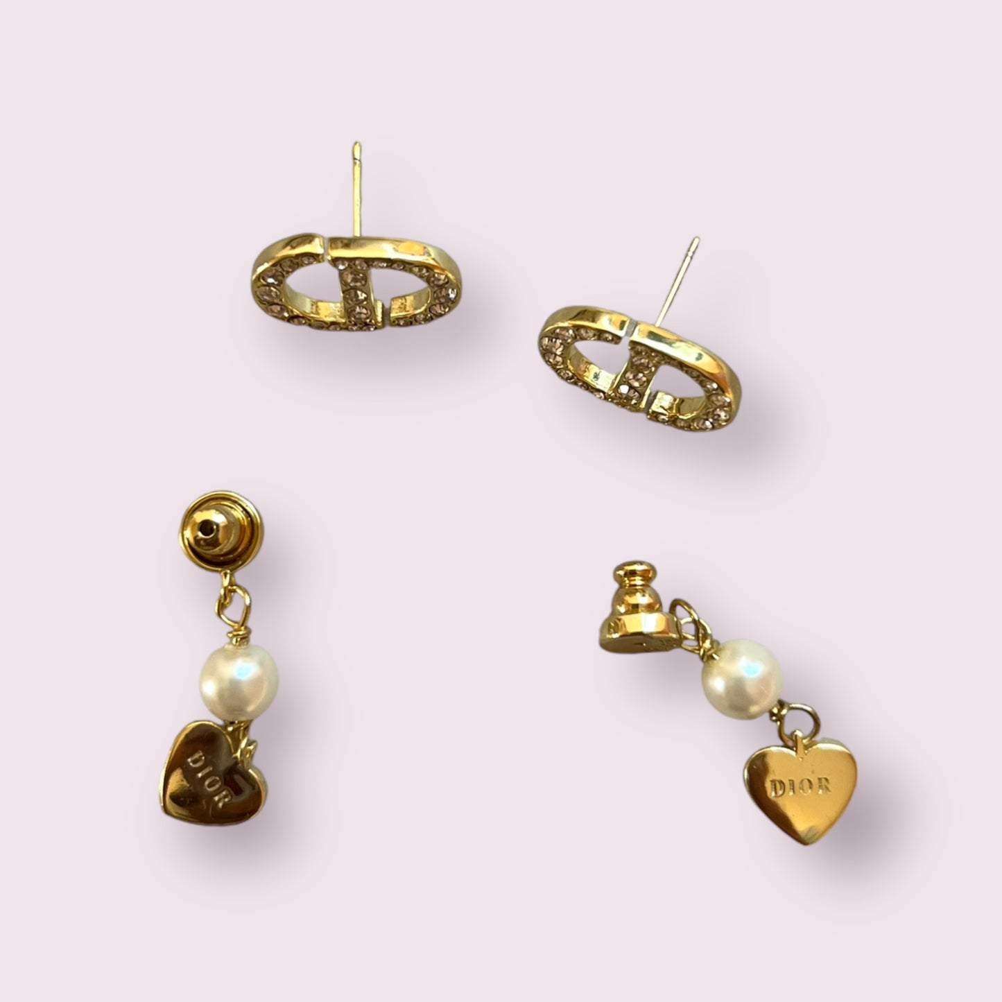 CD Hearts & Pearls Charm Earrings