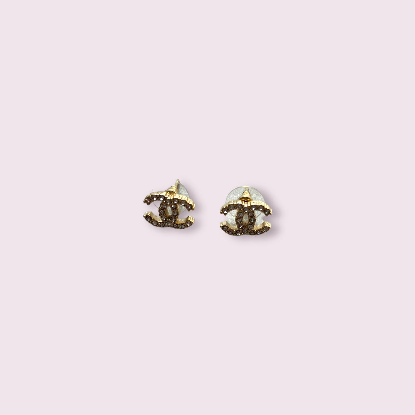 CC Small Rhinestone Earrings (Gold)