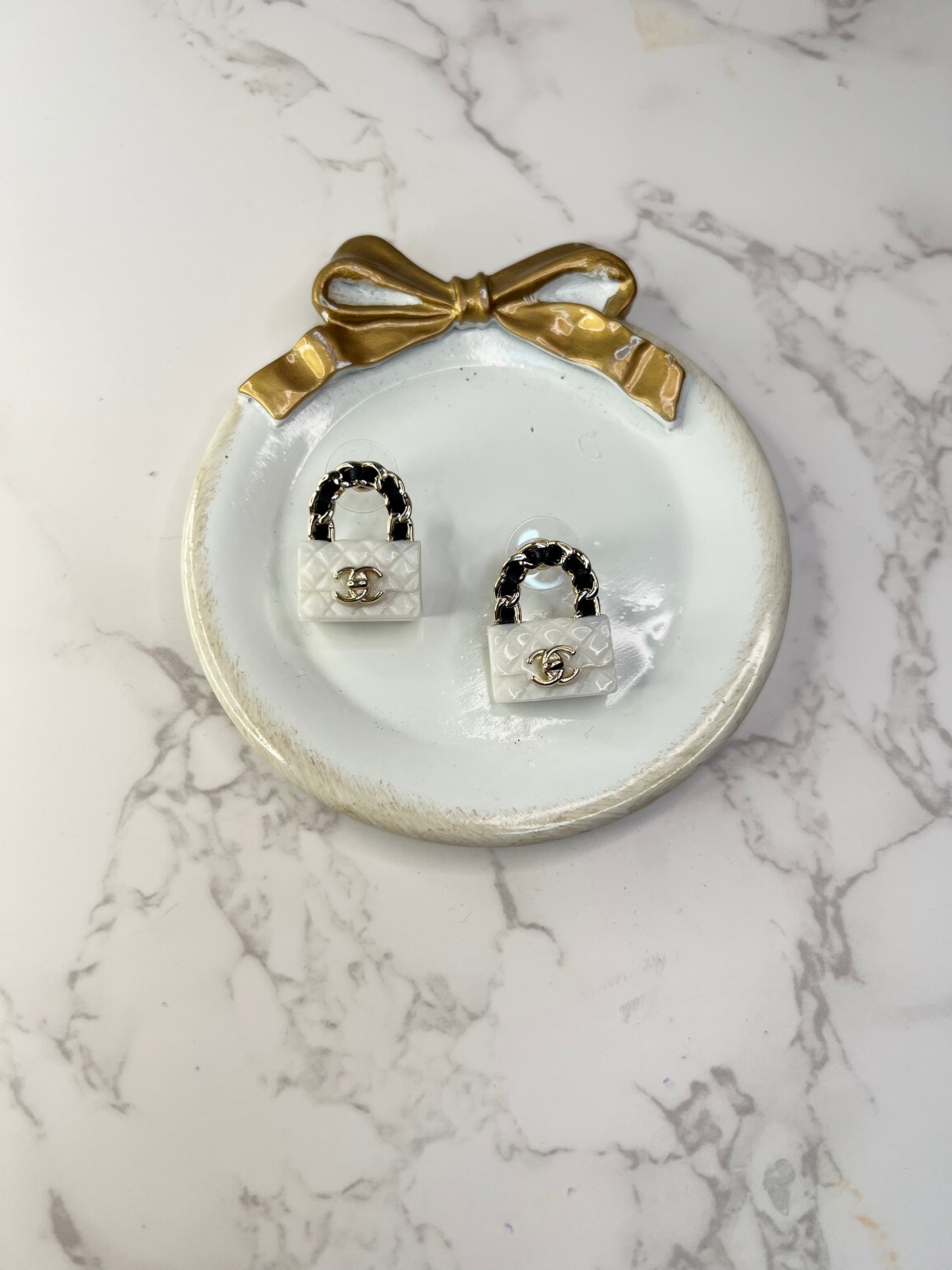 CoCo White Purse Earrings