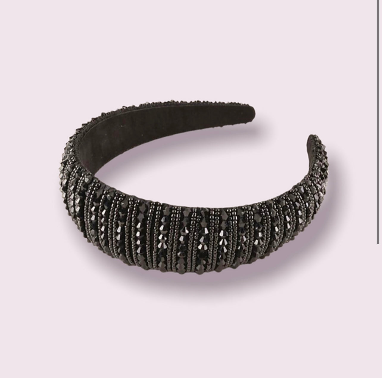 Black Beaded wide Headband