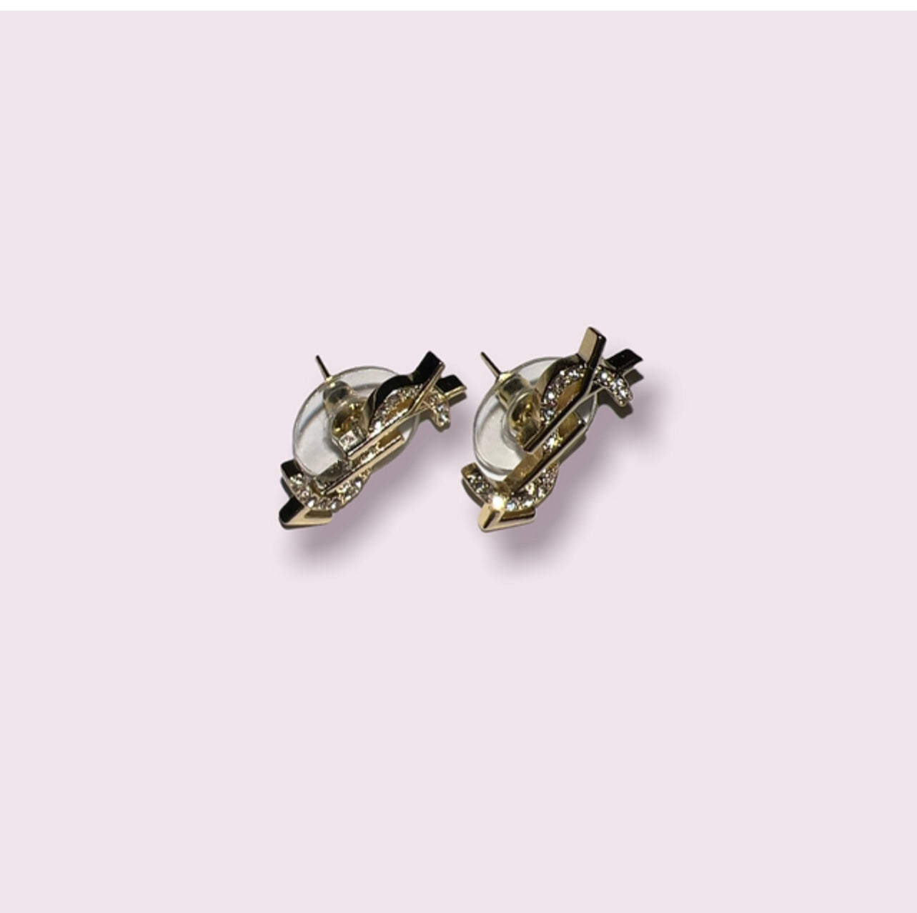 Y Gold and Rhinestone Earrings