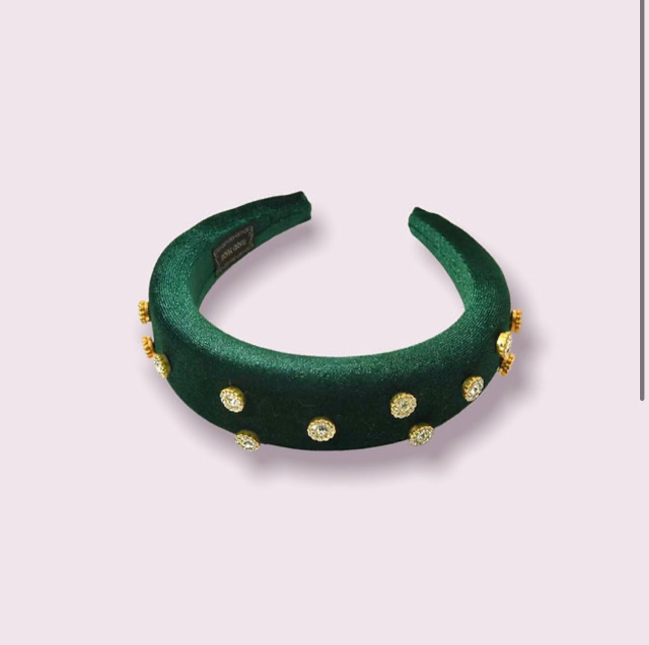 Emarld Green Headband With Gold Gems