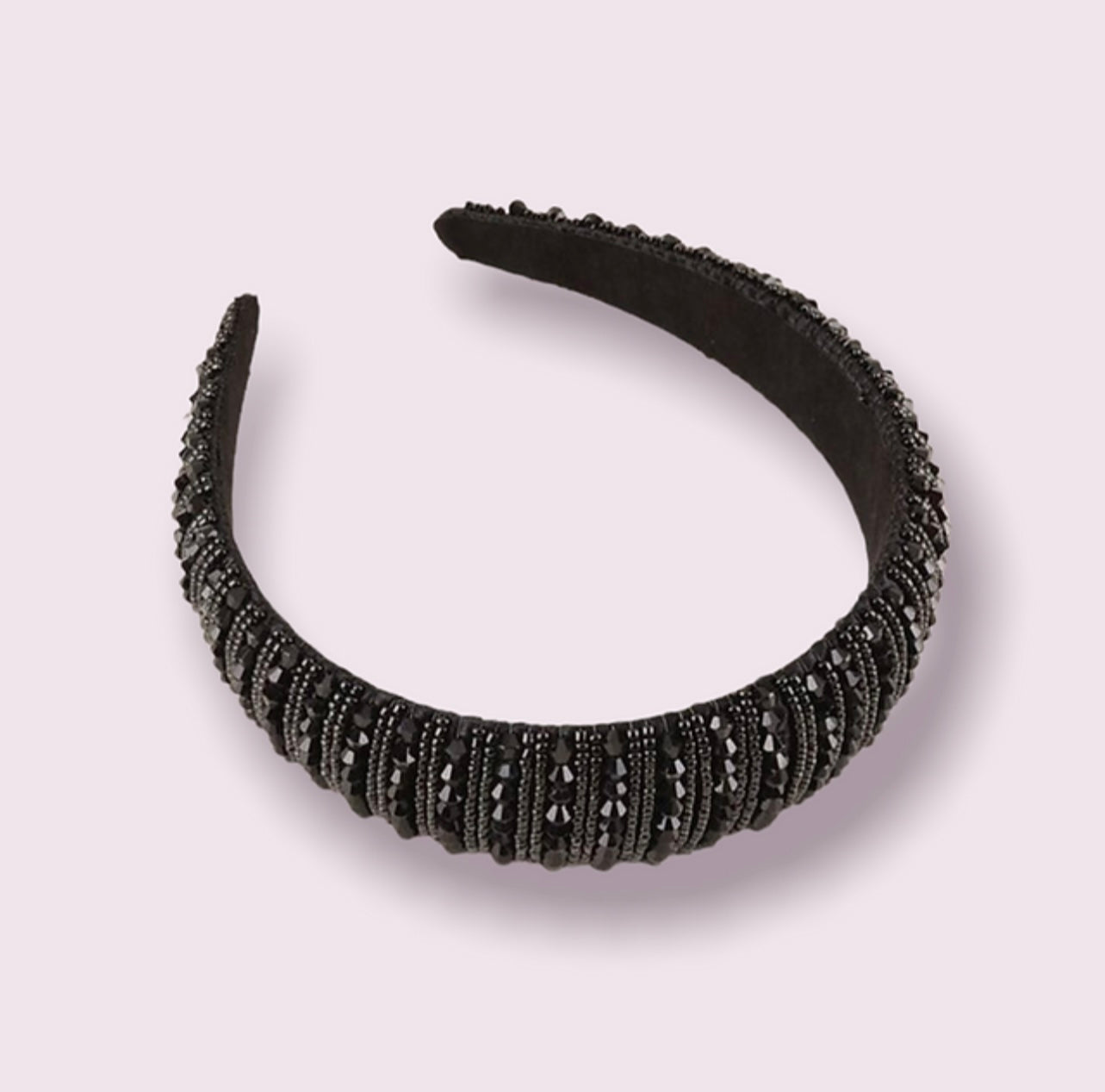 Black Beaded wide Headband